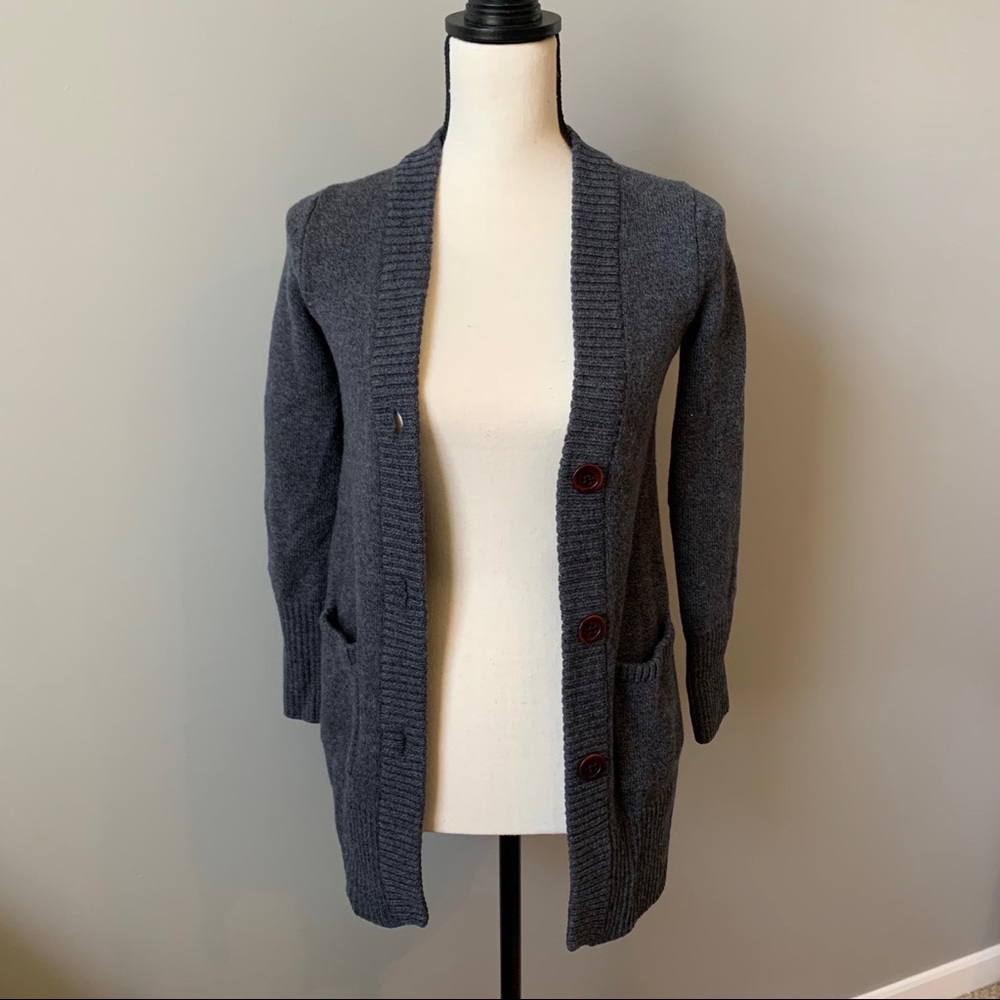 Eddie Bauer gray merino wool cardigan size XS